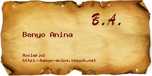 Benyo Anina névjegykártya
